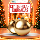 Kit 36 Bolinhas Douradas Festivas De Natal Premium Decoração Enfeites Festão Natalina