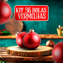 Kit 36 Bolinhas Vermelha Festivas De Natal Premium Decoração Enfeites Festão Natalina