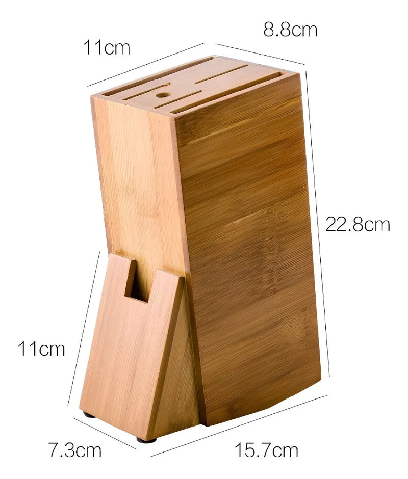 Cepo Universal Em Bambu Suporte Para Guardar Facas Tesouras