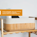 Kit 3 Cestos Organizadores de Bambu Retangular Multiuso com Forro