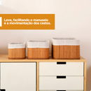 Kit 3 Cestos Organizadores de Bambu Retangular Multiuso com Forro
