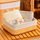 Kit 3 Cestos Organizadores de Bambu Retangular Multiuso com Forro