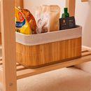 Kit 3 Cestos Organizadores de Bambu Retangular Multiuso com Forro