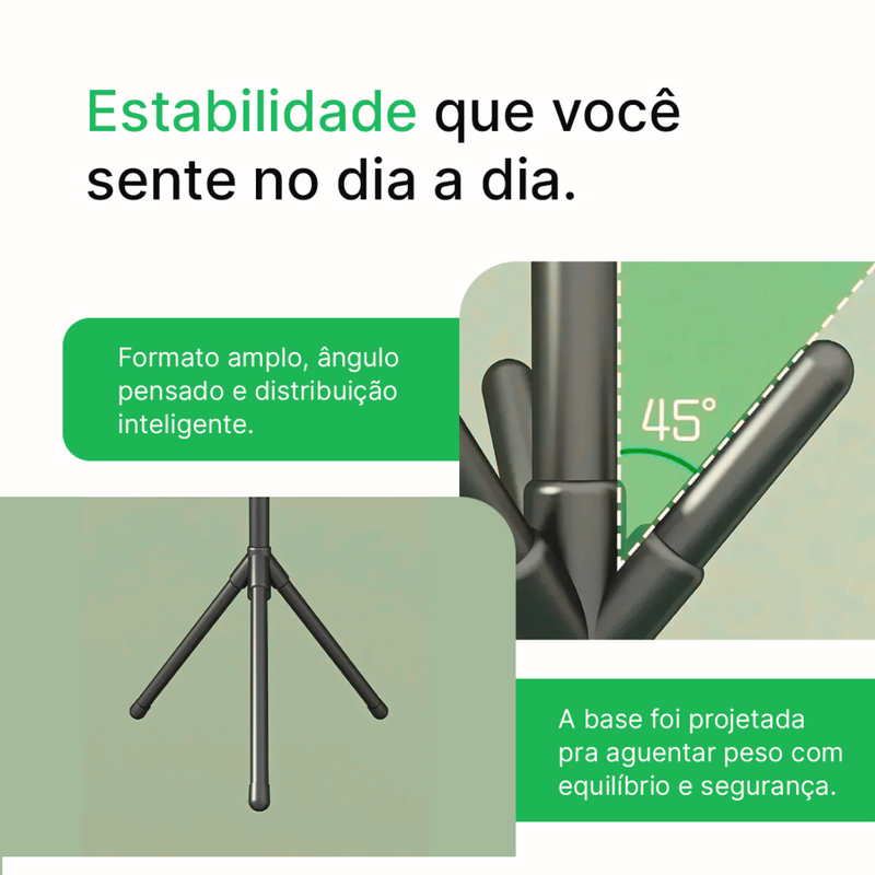 Mancebo Cabideiro de Chão 9 Ganchos Ajeitaê