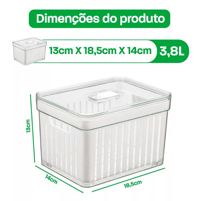 Organizador de Geladeira Clear Fresh com Cesto 3,8 Litros