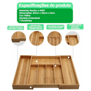 Porta Talheres Extensivel Para Gavetas De Bambu
