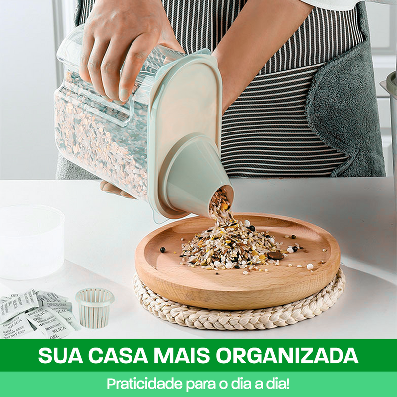 Pote Hermético Porta Sabão Em Pó Branco Com Copo Dosador