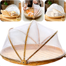 Cesto Porta Bolo e Pão Bambu Redondo Com Tela de Proteção