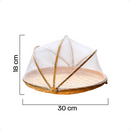 Cesto Porta Bolo e Pão Bambu Redondo Com Tela de Proteção