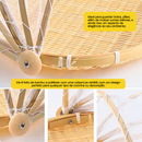 Cesto Porta Bolo e Pão Bambu Redondo Com Tela de Proteção