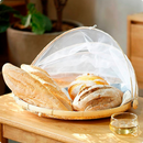 Cesto Porta Bolo e Pão Bambu Redondo Com Tela de Proteção