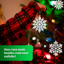 Kit 15 Floco De Neve Pendente Enfeite Natal Arvore Completa 7,5cm Enfeites Luxo