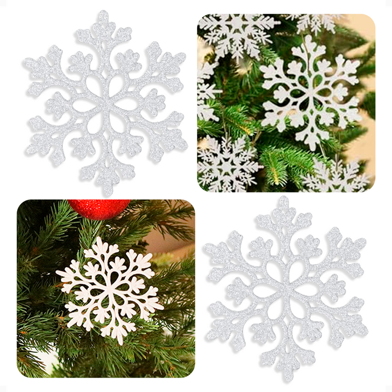 Kit 15 Floco De Neve Pendente Enfeite Natal Arvore Completa 7,5cm Enfeites Luxo