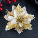 Kit 24 Flores de Natal Dourado Artificiais Bico Papagaio Com Glitter Decoração Árvore de Natal