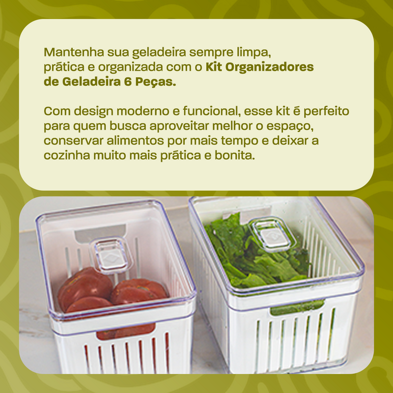 Kit 6 Organizadores de Geladeira Clear Freash