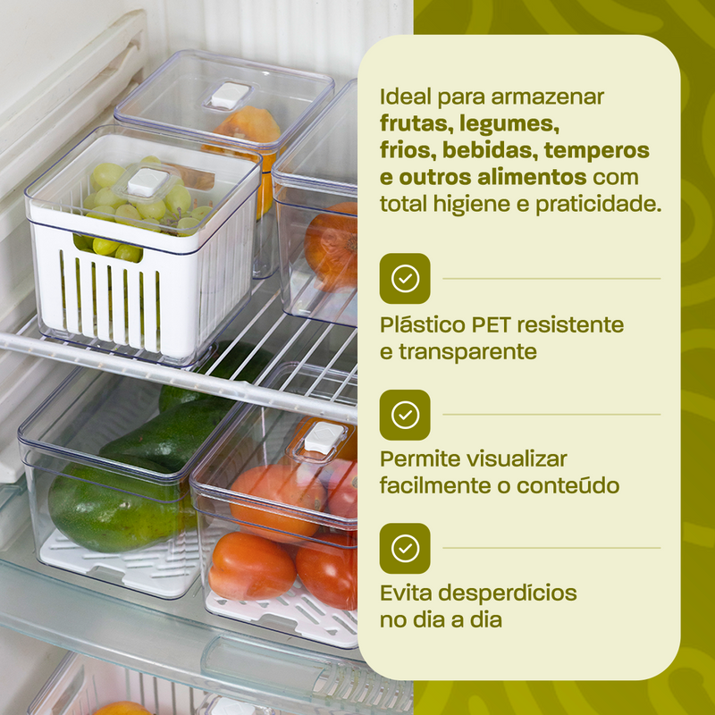 Kit 6 Organizadores de Geladeira Clear Freash