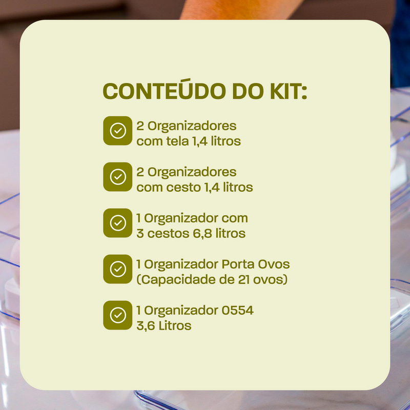 Kit 7 Organizadores de Geladeira Clear Freash