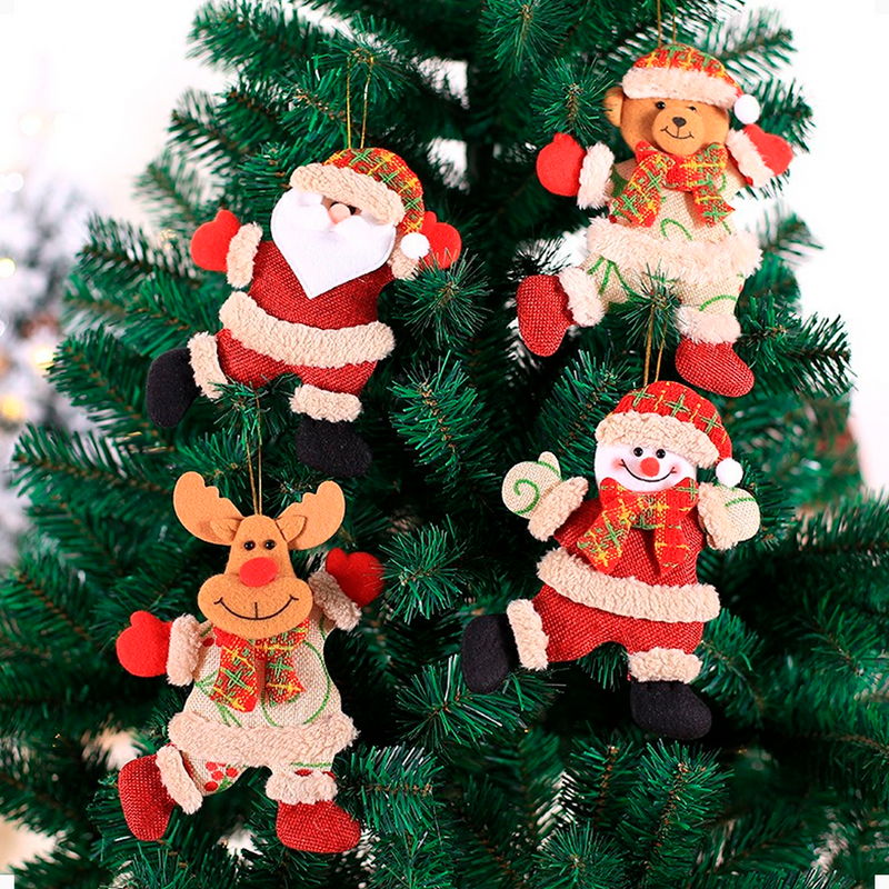 Kit 12 Enfeites De Natal Bonecos De Natal Natalina Boneco de Neve Papai Noel Alce e Veado