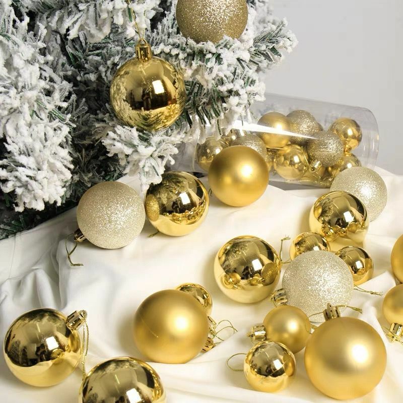Kit 36 Bolinhas Douradas Festivas De Natal Premium Decoração Enfeites Festão Natalina