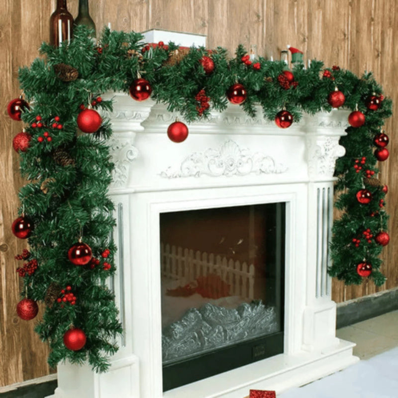 Festão Aramado 2,70 Metros 300 Galhos Verde Enfeite de Natal Decoração Natalina
