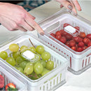 Organizador de Geladeira 1,4L Com Tampa e Cesto Drenagem Multiuso Alimentos Verduras Vegetais