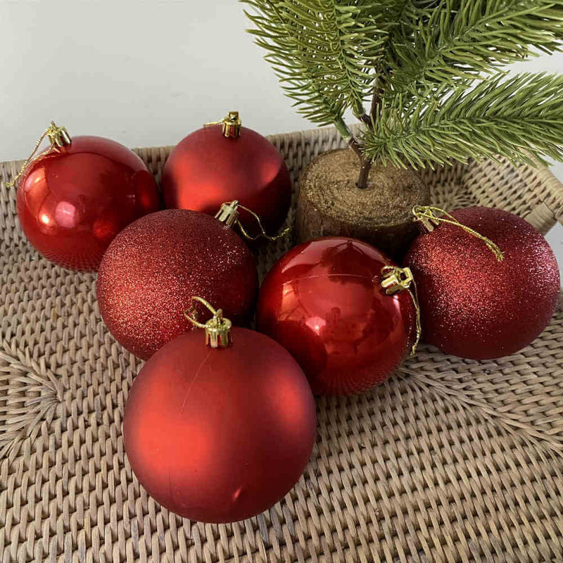 Kit 36 Bolinhas Vermelha Festivas De Natal Premium Decoração Enfeites Festão Natalina
