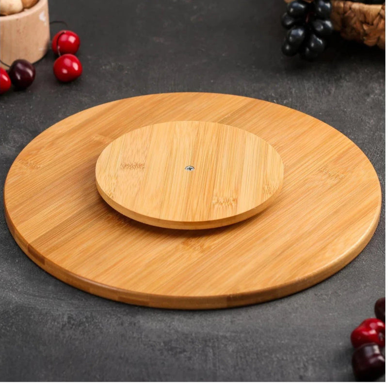 Tabua De Bambu Petisqueira Com Base Giratoria 360° Tábua de Frios Petiscos Giratória 100% Ecológica