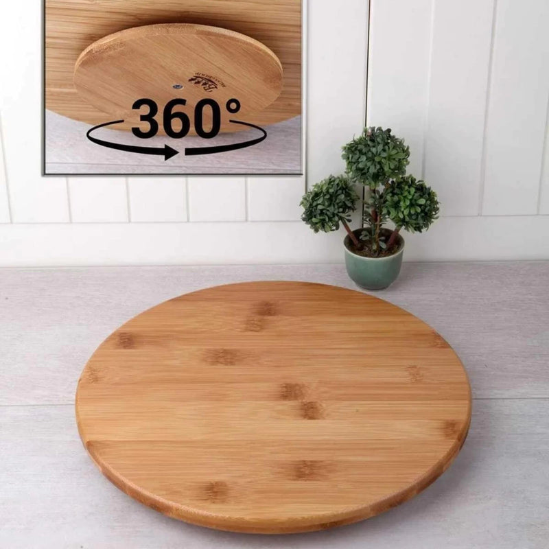 Tabua De Bambu Petisqueira Com Base Giratoria 360° Tábua de Frios Petiscos Giratória 100% Ecológica