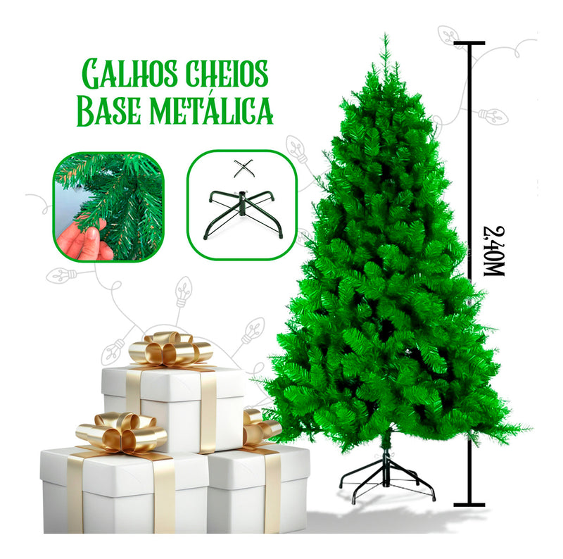 Arvore Natal 240cm 1200 Galhos Luxo Cheia Decoração Premium