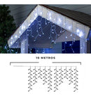 Cascata 400 Leds 10m Luz Branco Quente Fria 8 Funções Com Conector Macho e Femea