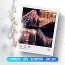 Cascata 400 Leds 10m Luz Branco Quente Fria 8 Funções Com Conector Macho e Femea