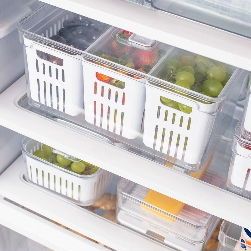 Organizador Com Cesto Triplo Clear Fresh Branco 6,8 Litros