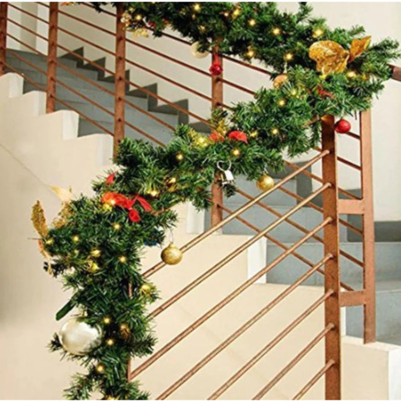 Festão Aramado 2,70 Metros 300 Galhos Verde Enfeite de Natal Decoração Natalina